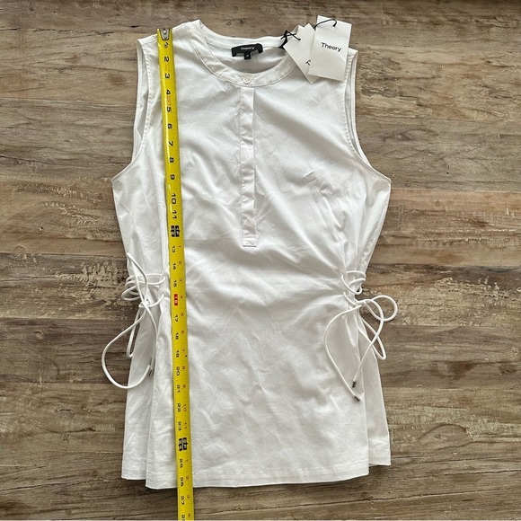 THEORY Sleeveless Tied Popover Top White SZ Medium Wardrobe Staple Luxury NWT - Picture 7 of 8